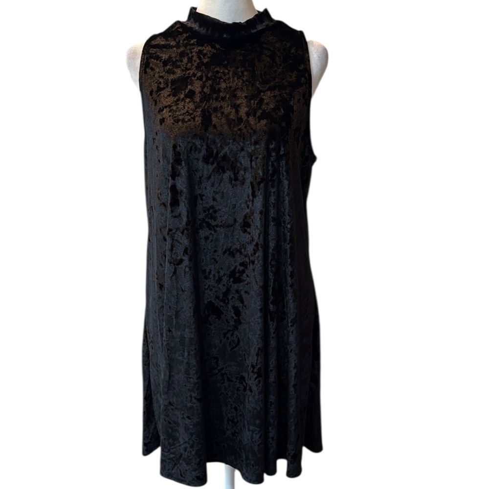 LoLo 90s Crushed Velvet Mockneck Sleeveless Mini Dress Large Made in USA NWT